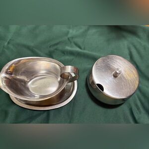 Stainless Steel Sugar Bowl and Creamer Set